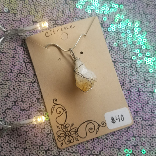 Citrine Handwrapped Necklace