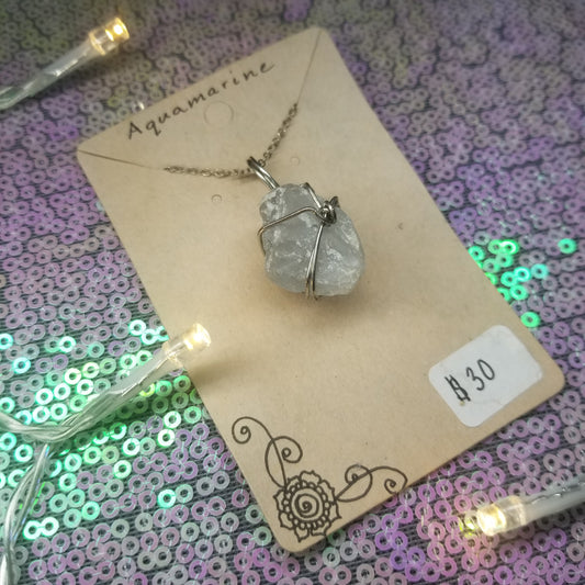 Aquamarine Handwrapped Necklace