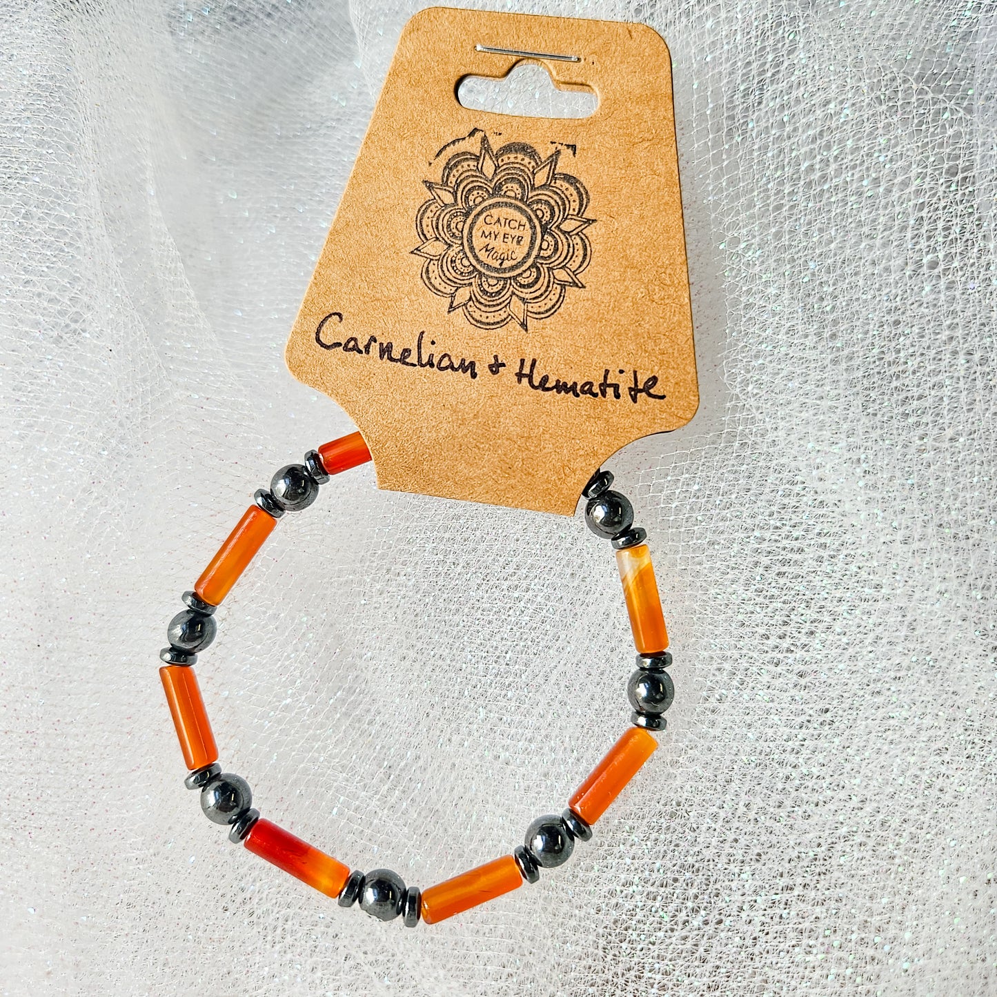 Carnelian & Hematite Crystal Bracelet