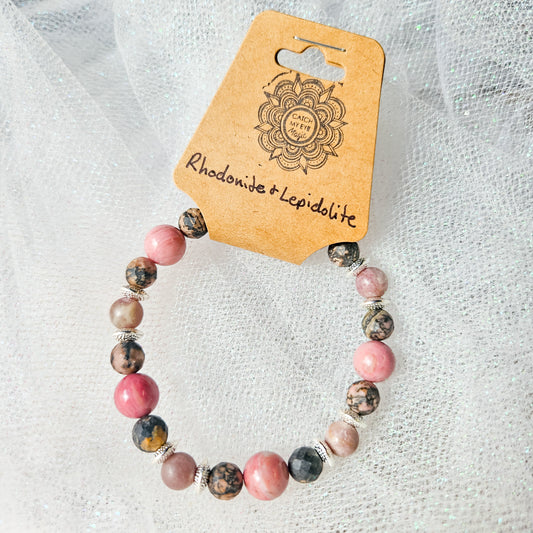 Rhodonite & Lepidolite Crystal Bracelet
