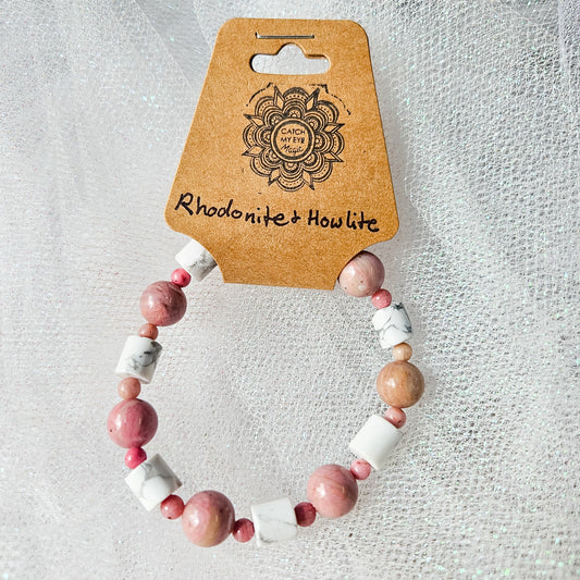 Rhodonite & Howlite Crystal Bracelet
