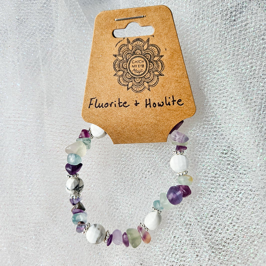 Fluorite & Howlite Crystal Bracelet