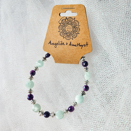 Angelite & Amethyst Crystal Bracelet