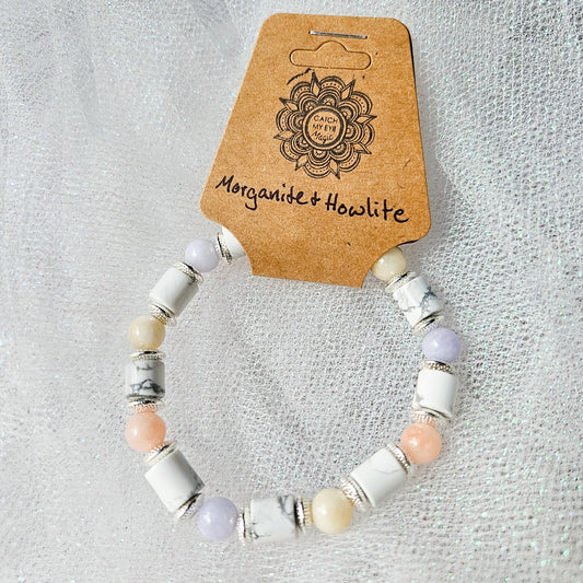 Morganite & Howlite Crystal Bracelet