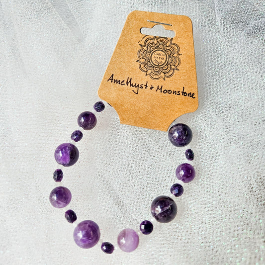 Amethyst & Moonstone Crystal Bracelet