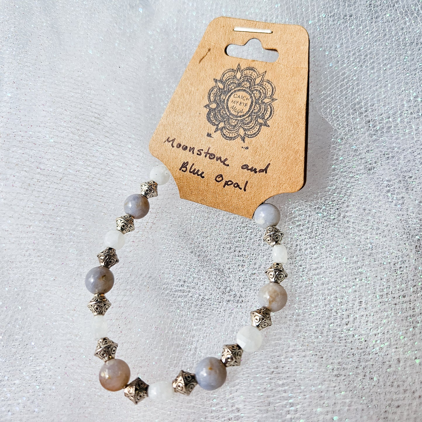 Moonstone & Blue Opal Crystal Bracelet