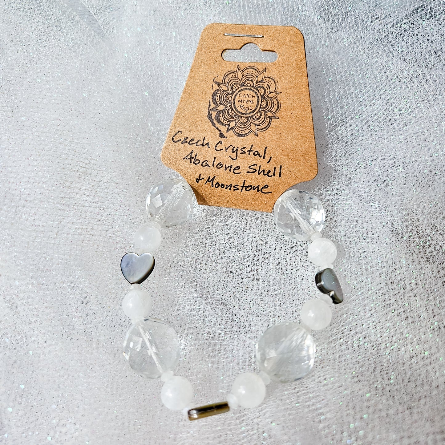 Czech Crystal, Abalone Shell & Moonstone Crystal Bracelet