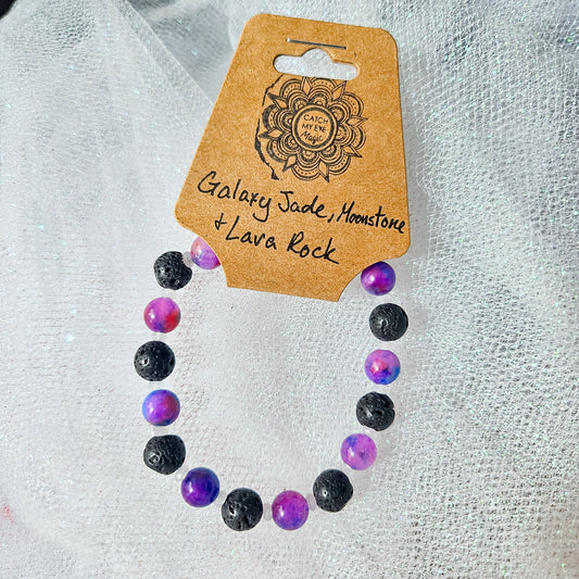 Galaxy Jade, Moonstone & Lava Rock Crystal Bracelet