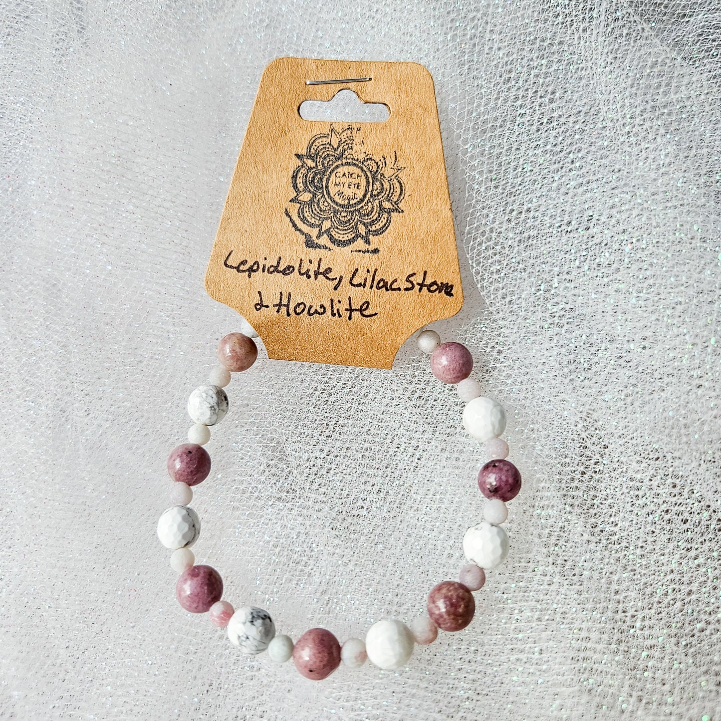 Lepidolite, Lilac Stone & Howlite Crystal Bracelet