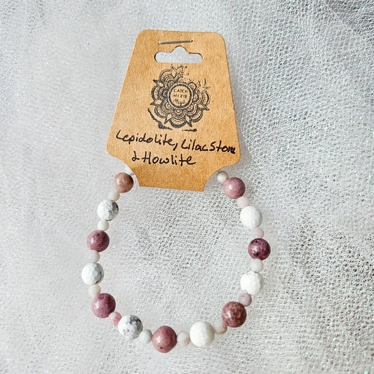 Lepidolite, Lilac Stone & Howlite Crystal Bracelet