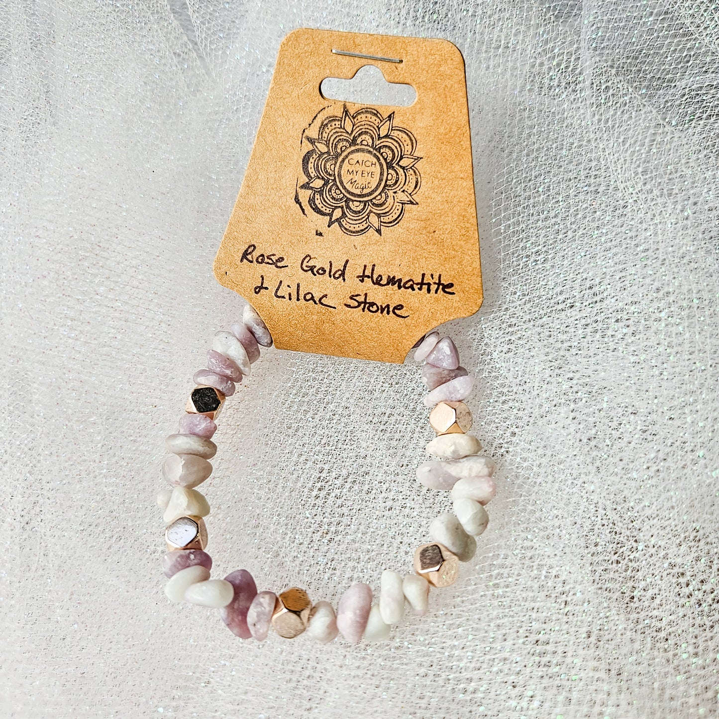 Rose Gold Hematite & Lilac Stone Crystal Bracelet