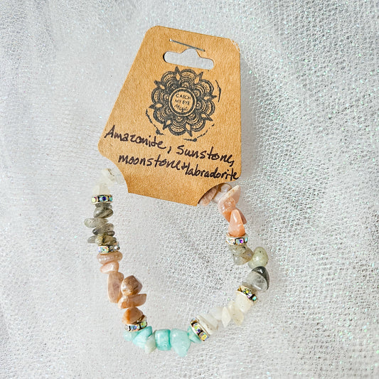 Amazonite, Sunstone, Moonstone & Labradorite Crystal Bracelet