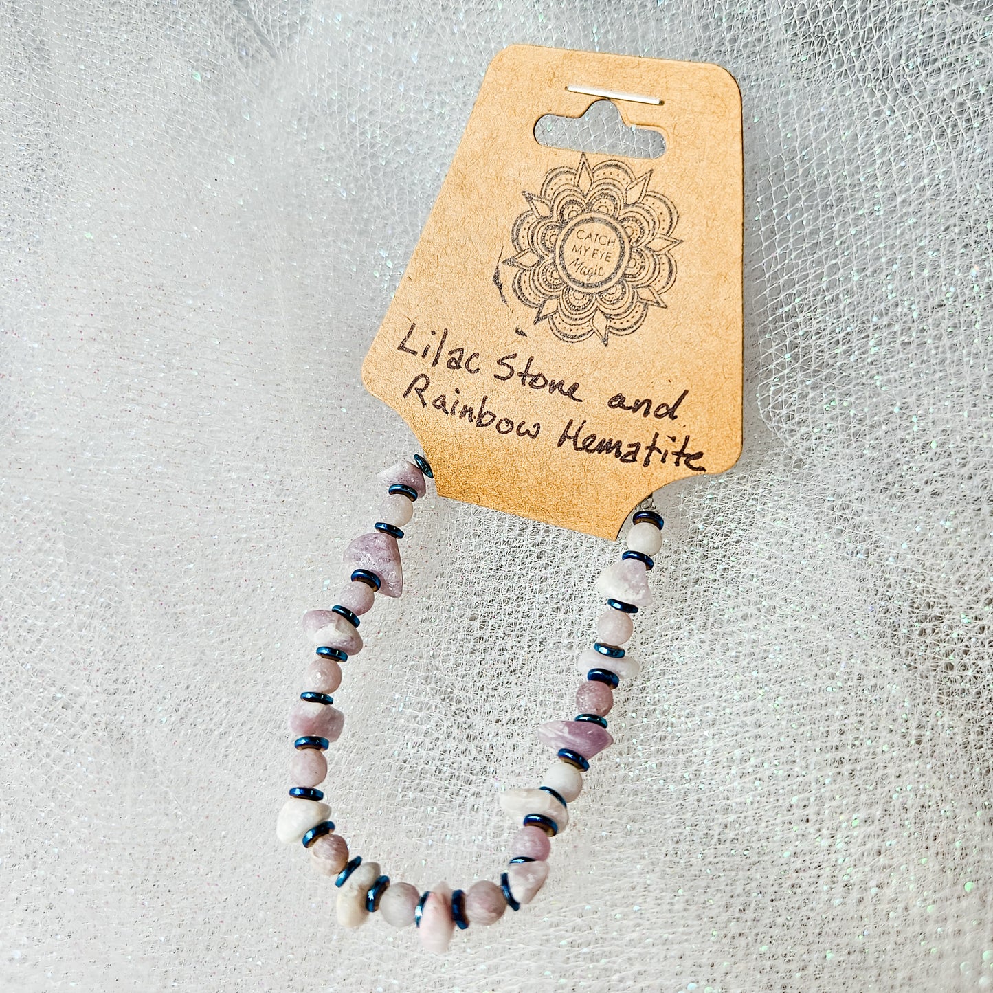 Lilac Stone & Rainbow Hematite Crystal Bracelet