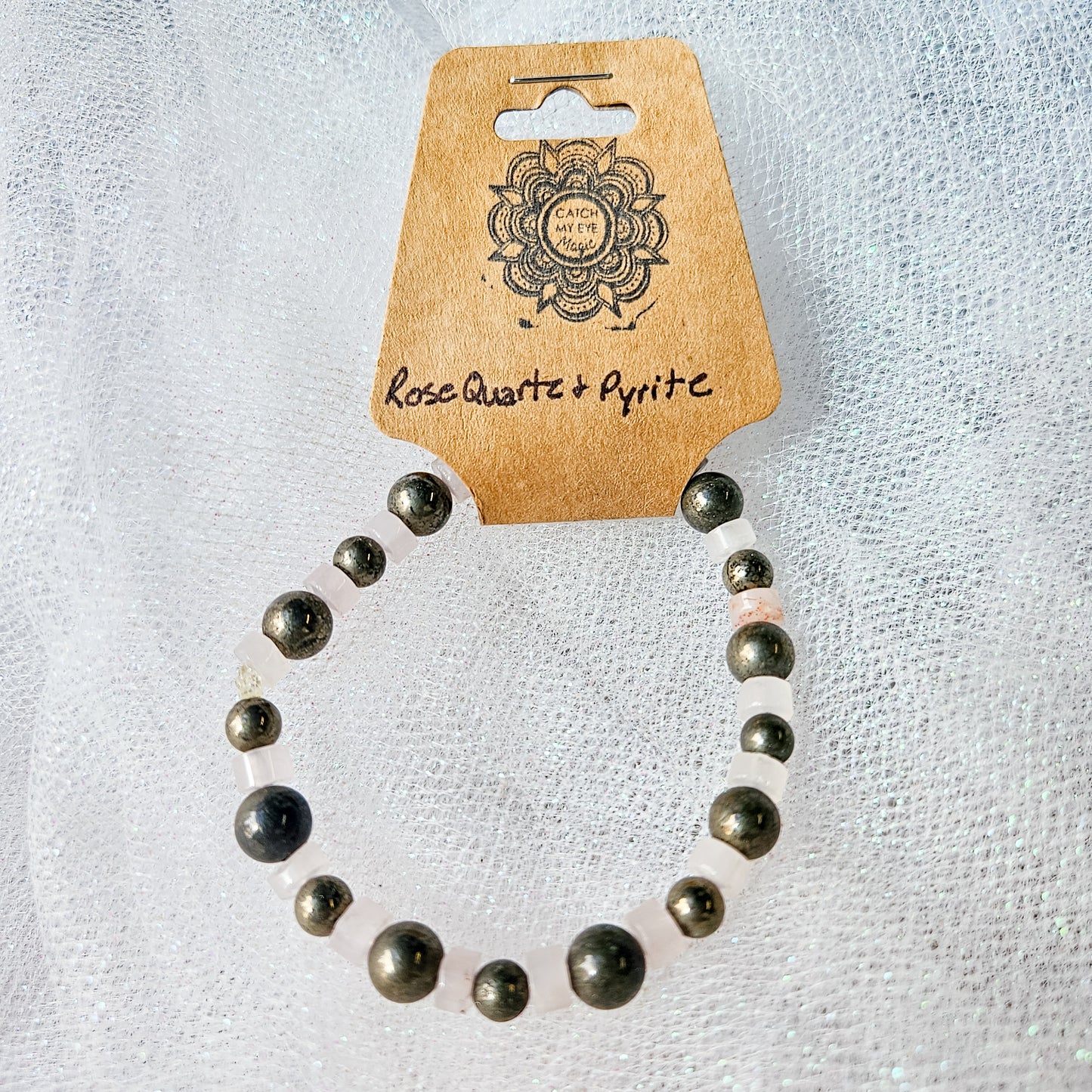 Rose Quartz & Pyrite Crystal Bracelet