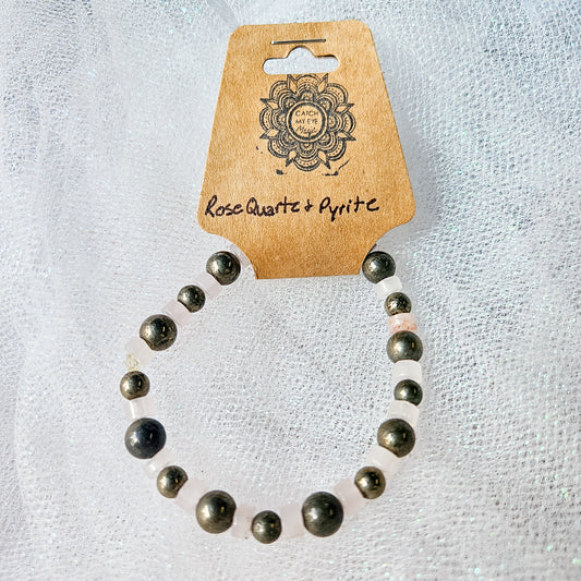 Rose Quartz & Pyrite Crystal Bracelet
