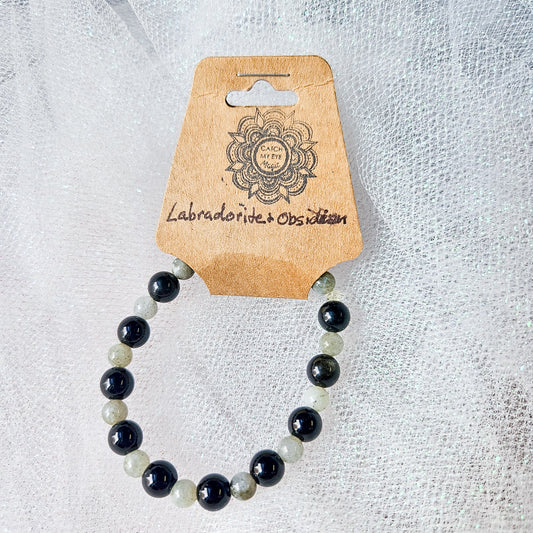 Labradorite & Obsidian Crystal Bracelet