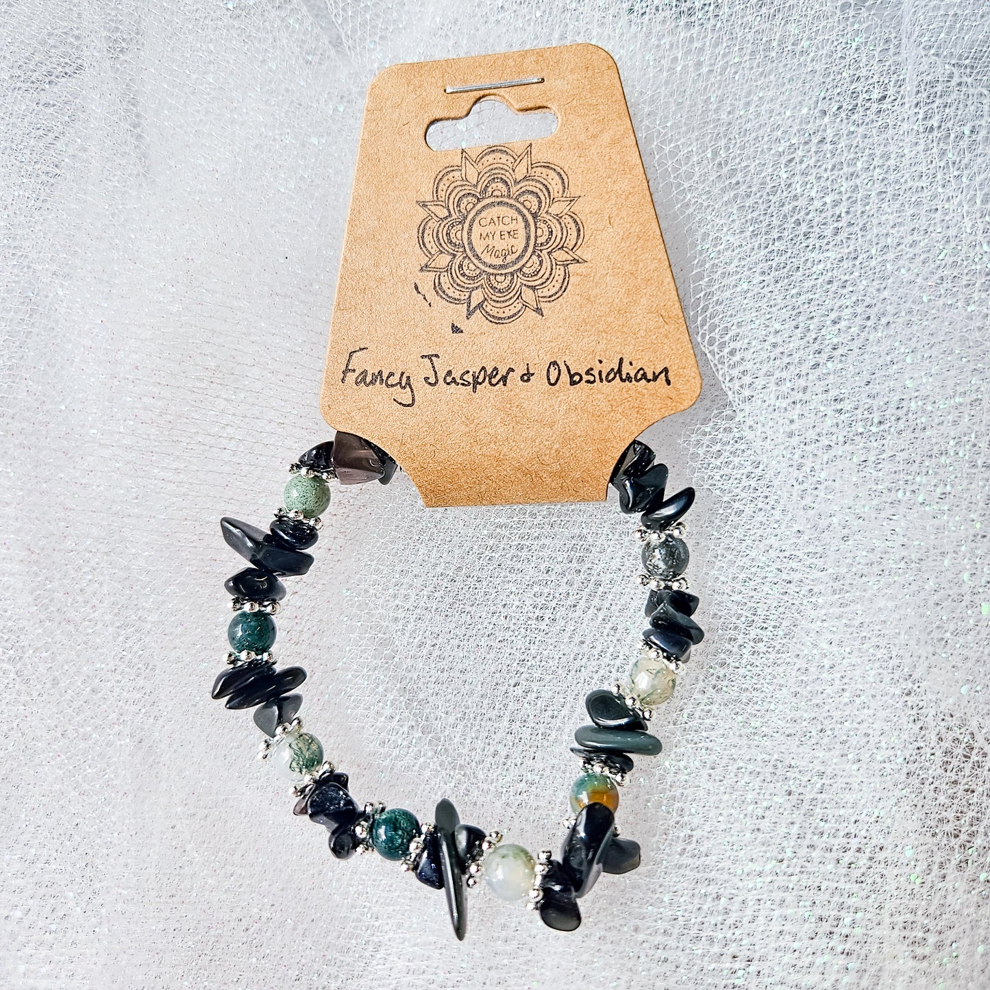 Fancy Jasper & Obsidian Crystal Bracelet