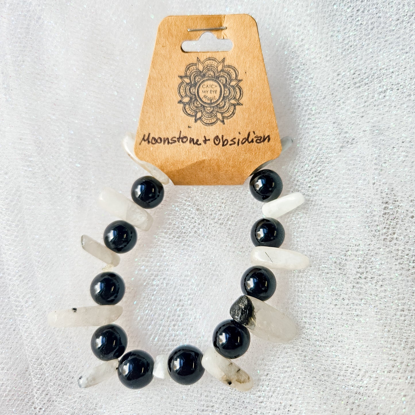 Moonstone & Obsidian Crystal Bracelet