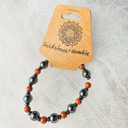 Goldstone & Hematite Crystal Bracelet