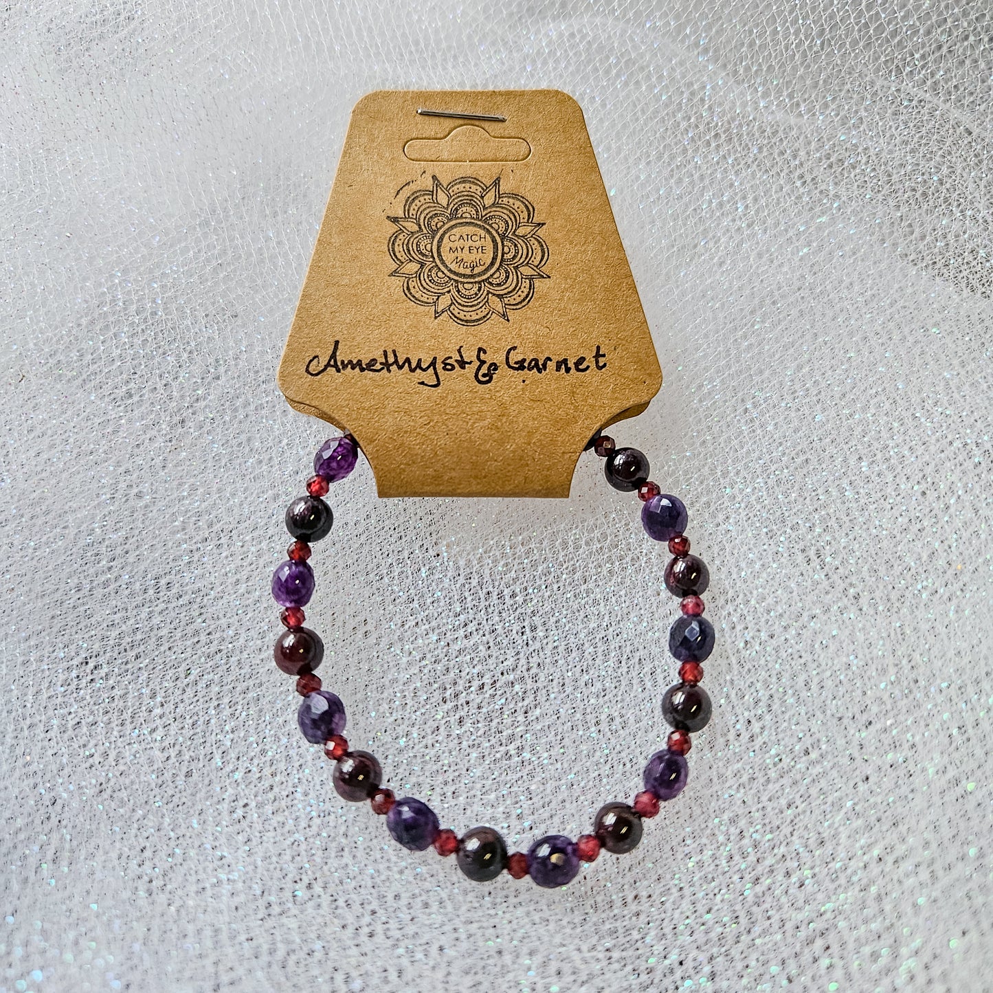 Amethyst & Garnet Crystal Bracelet
