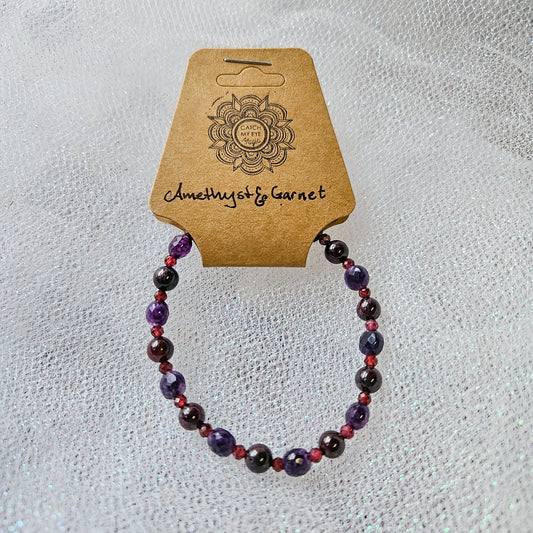 Amethyst & Garnet Crystal Bracelet