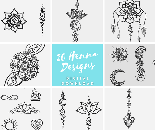 Henna Design Digital eBook | 20 Original Freehand Mandala & Henna Designs | Learn Natural Henna Body Art | Catch My Eye Printable Book