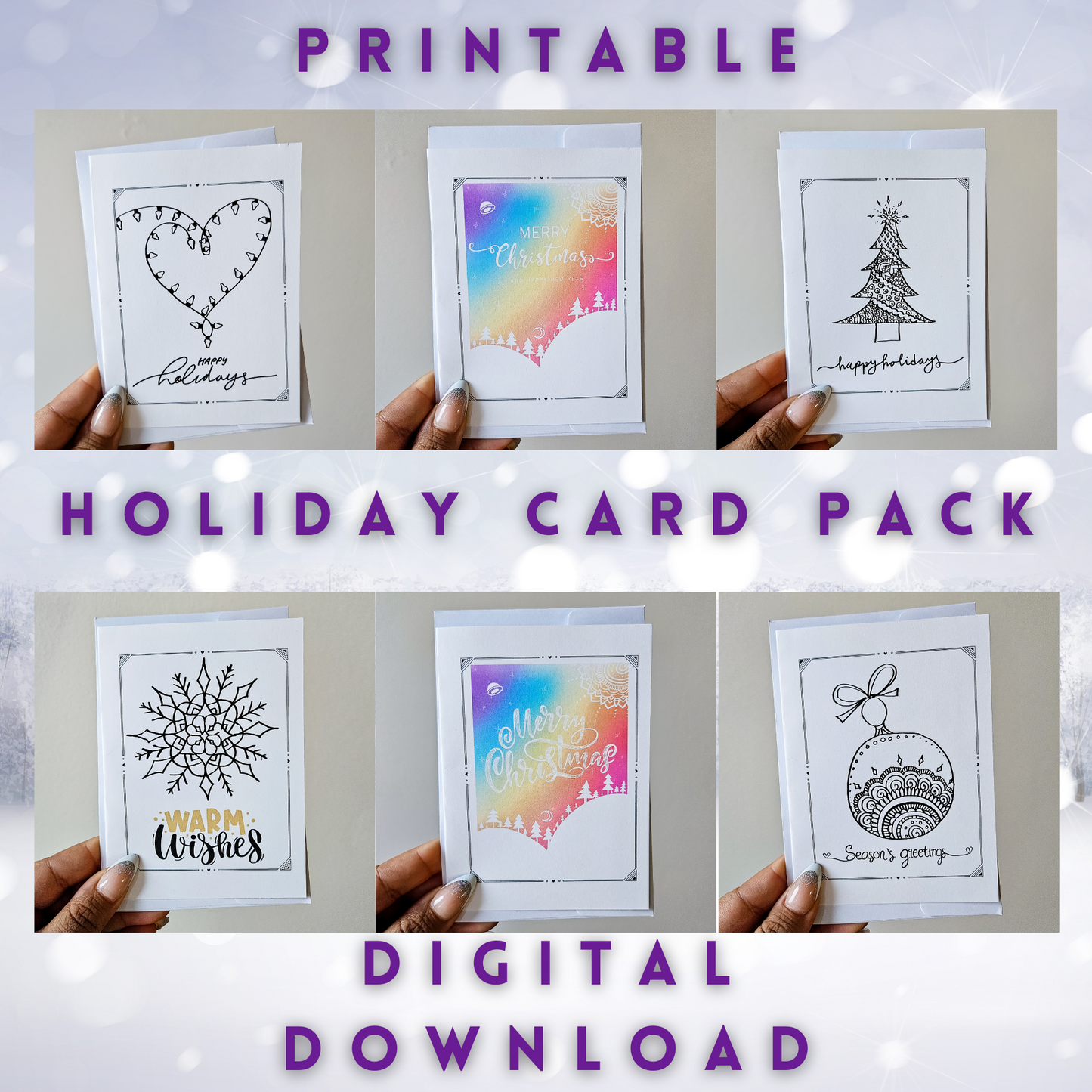 Printable Holiday Card Pack Digital Download