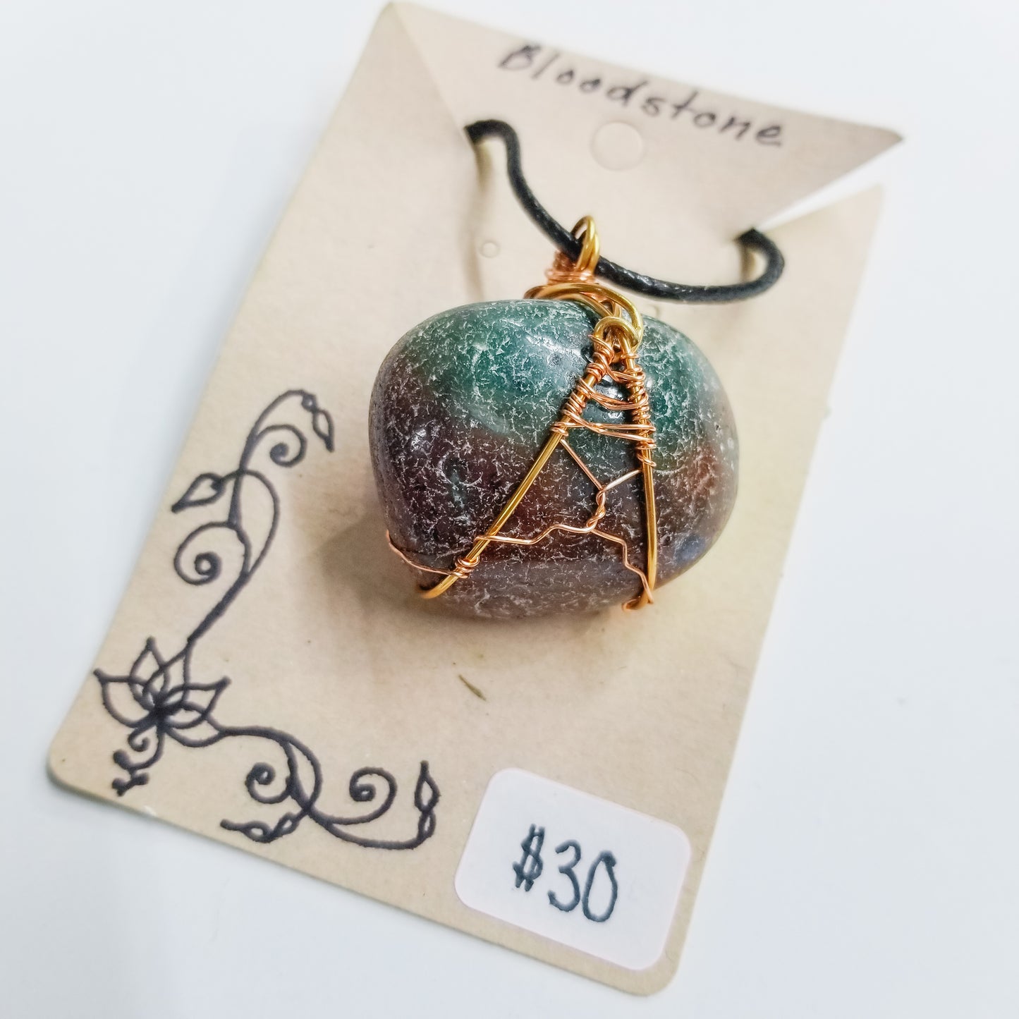 Bloodstone Handwrapped Necklace