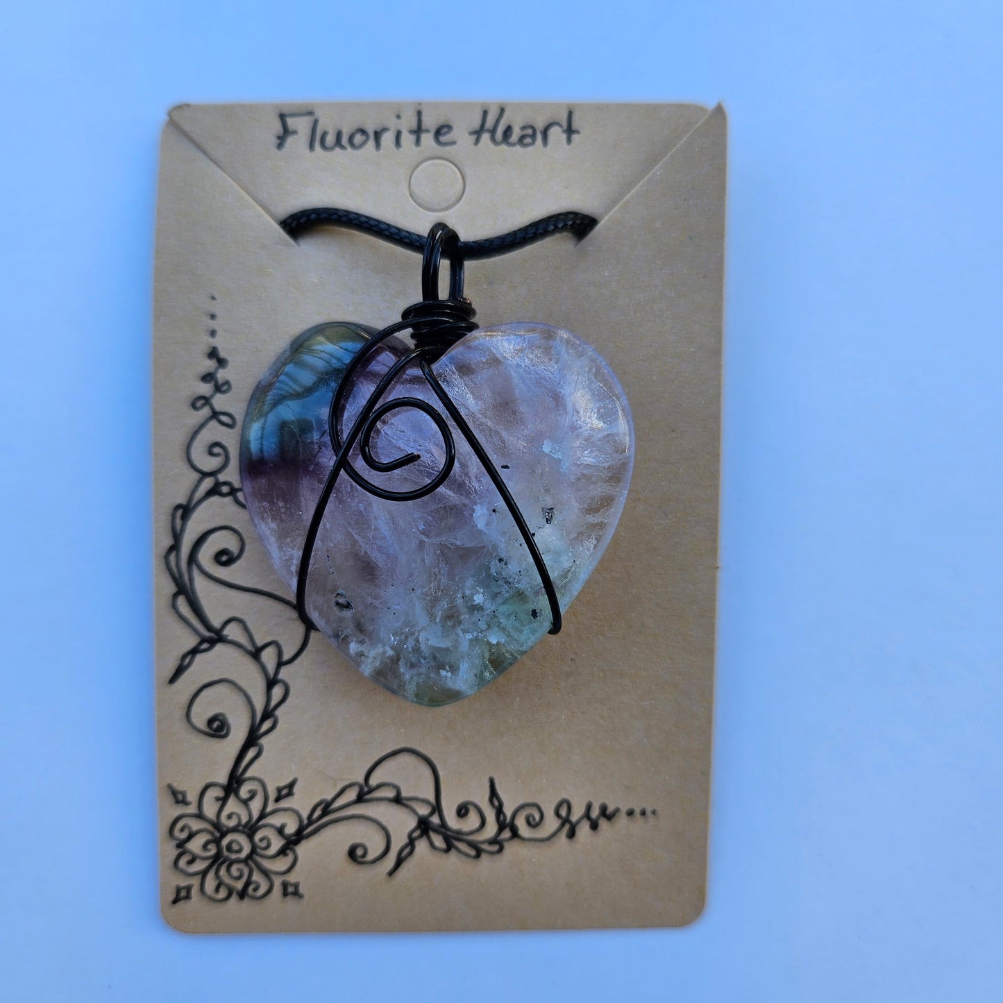 Fluorite Heart Handwrapped Necklace