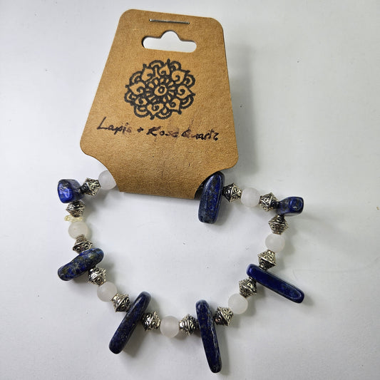 Lapis & Rose Quartz Crystal Bracelet