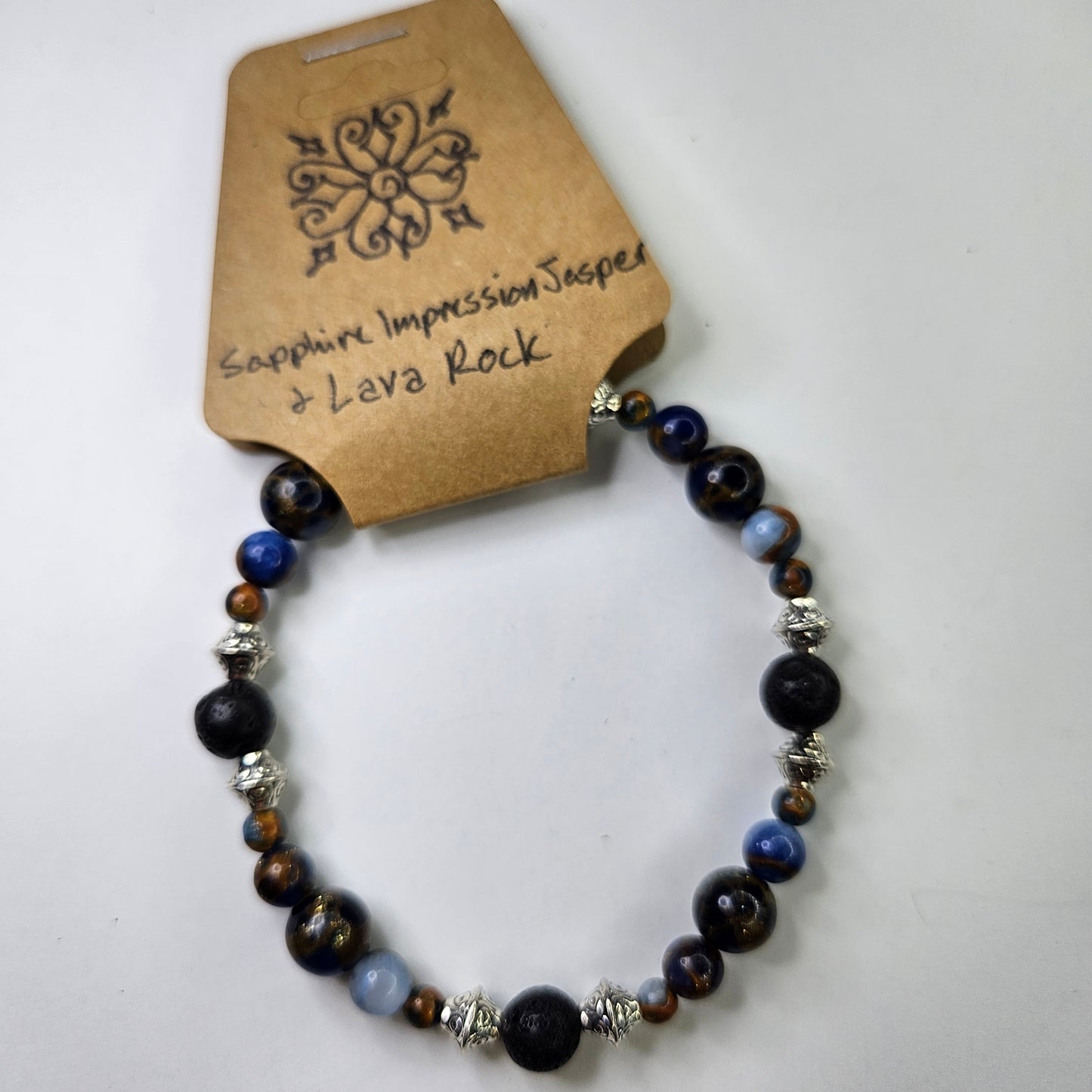 Sapphire Imression Jasper & Lava Rock Crystal Bracelet