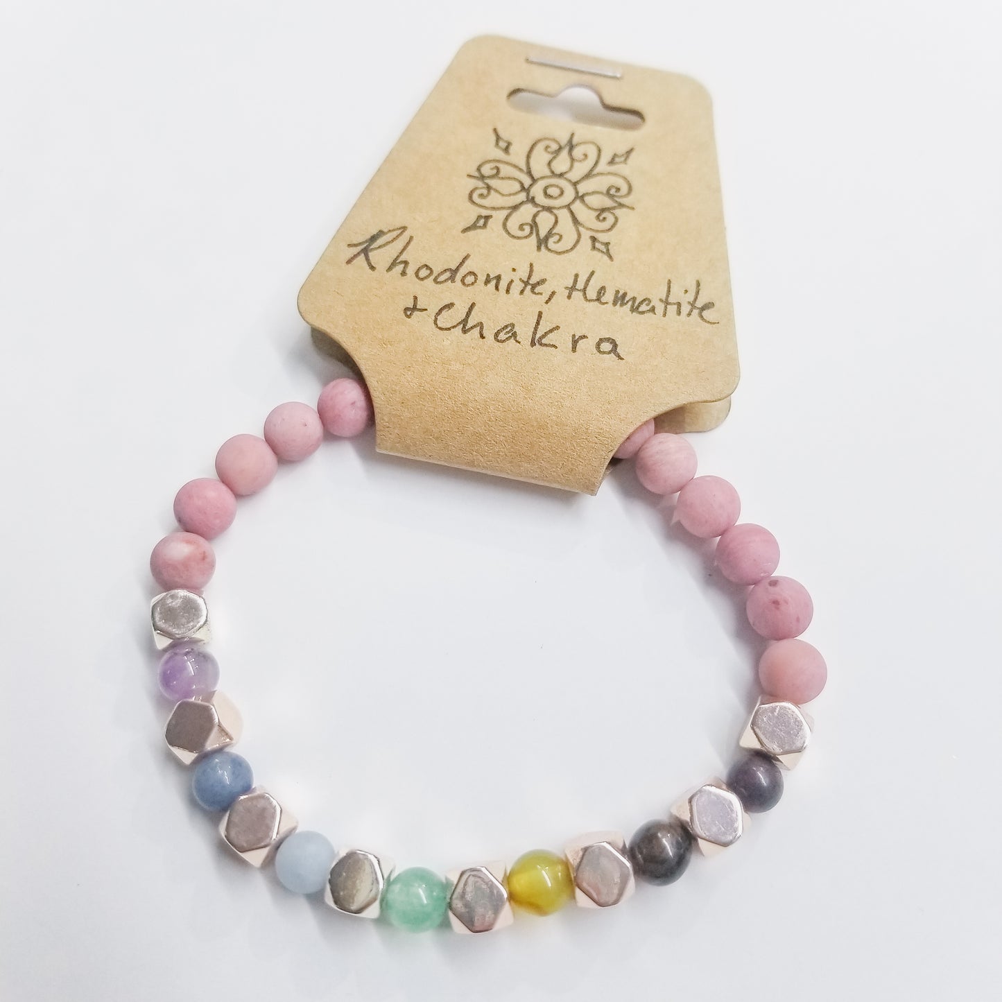Rhodonite, Hematite & Chakra Crystal Bracelet