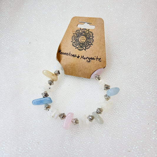 Moonstone & Morganite Crystal Bracelet