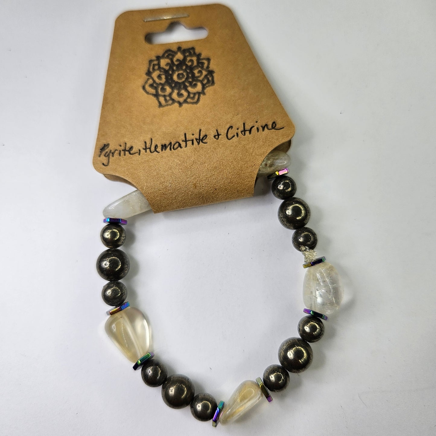 Pyrite, Hematite & Citrine Crystal Bracelet