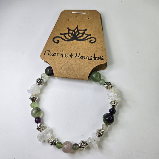 Fluorite & Moonstone Crystal Bracelet