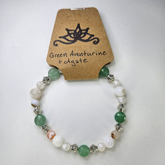 Green Aventurine & Agate Crystal Bracelet