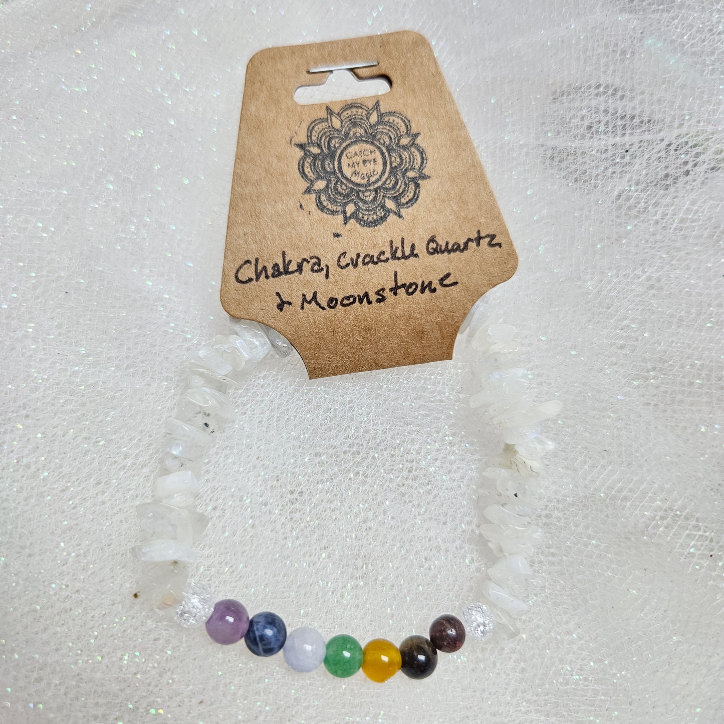Chakra, Crackle Quartz & Moonstone Crystal Bracelet
