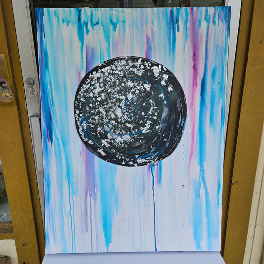 "Lunar Release" Original Acrylic Painting 24x36” |Reiki Blessed Artwork | Intuition, Expression Healing