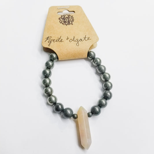 Pyrite & Agate Crystal Bracelet