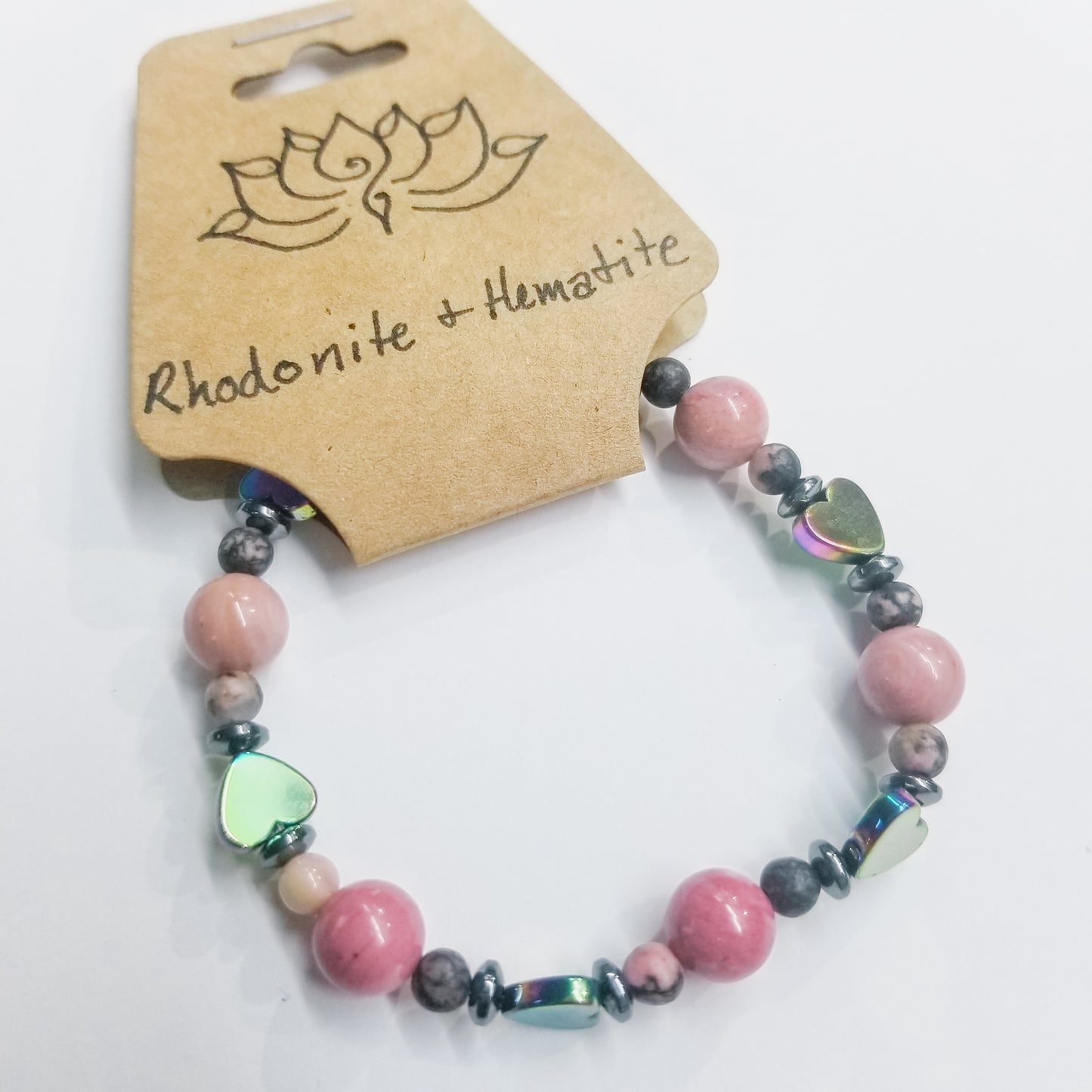 Rhodonite & Hematite Crystal Bracelet