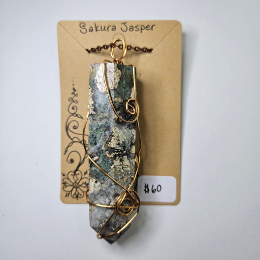 Sakura Jasper Handwrapped Necklace