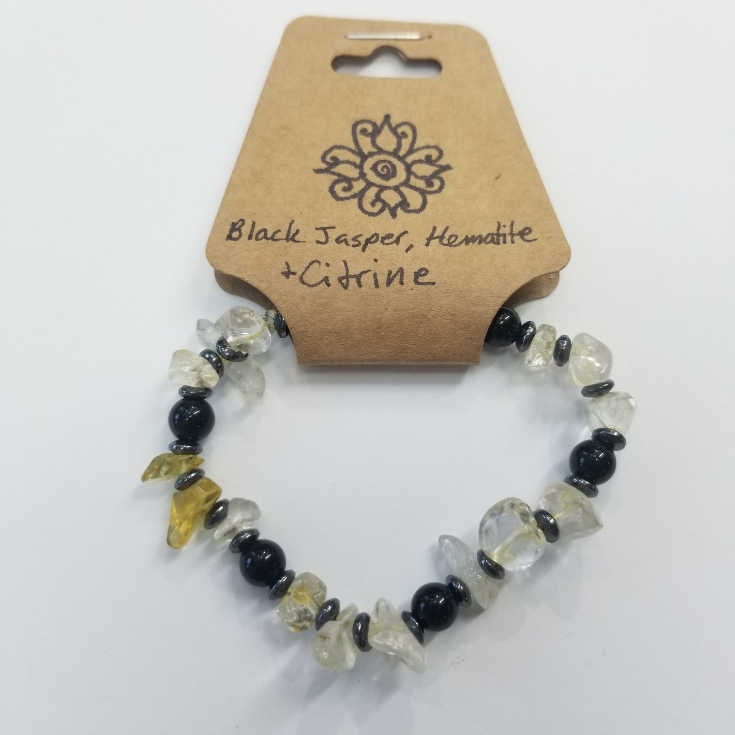 Critrine, Black Jasper & Hematite Crystal Bracelet