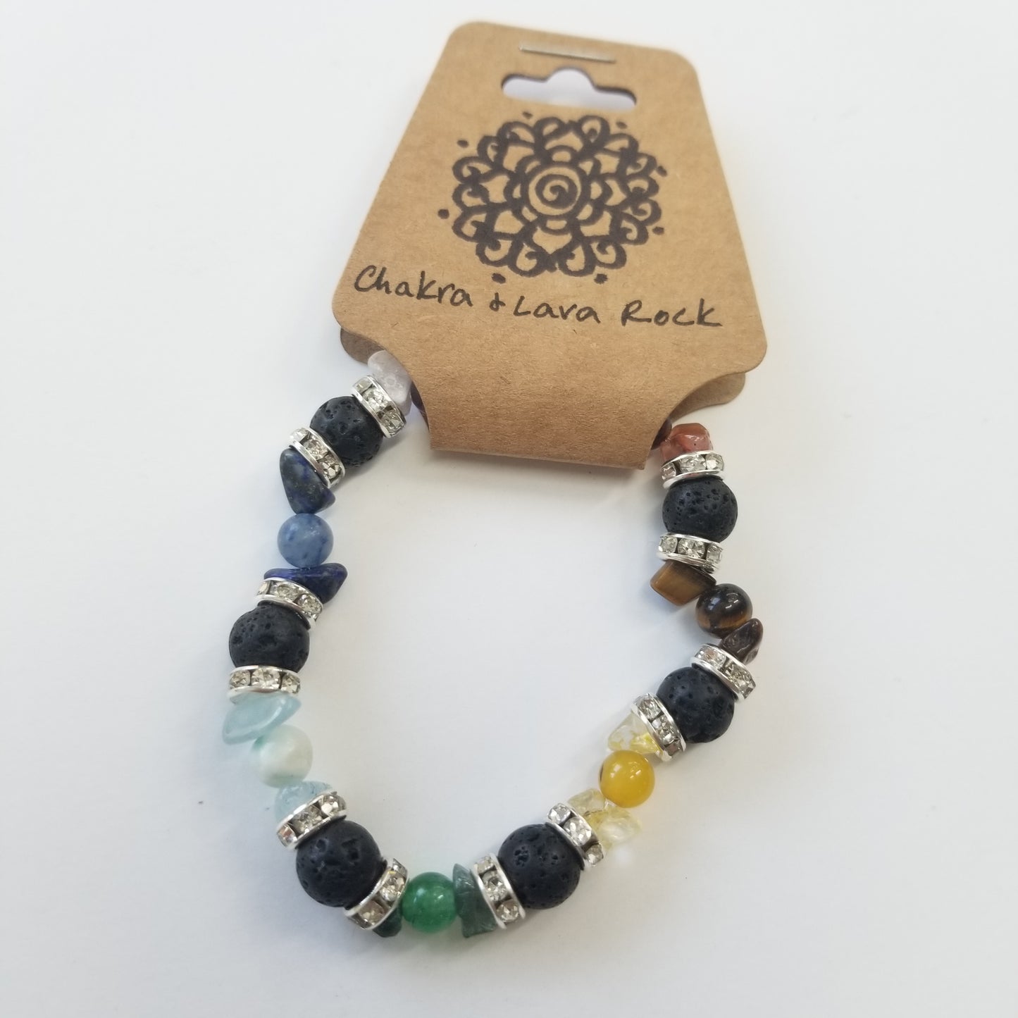 Chakra & Lava Rock Crystal Bracelet
