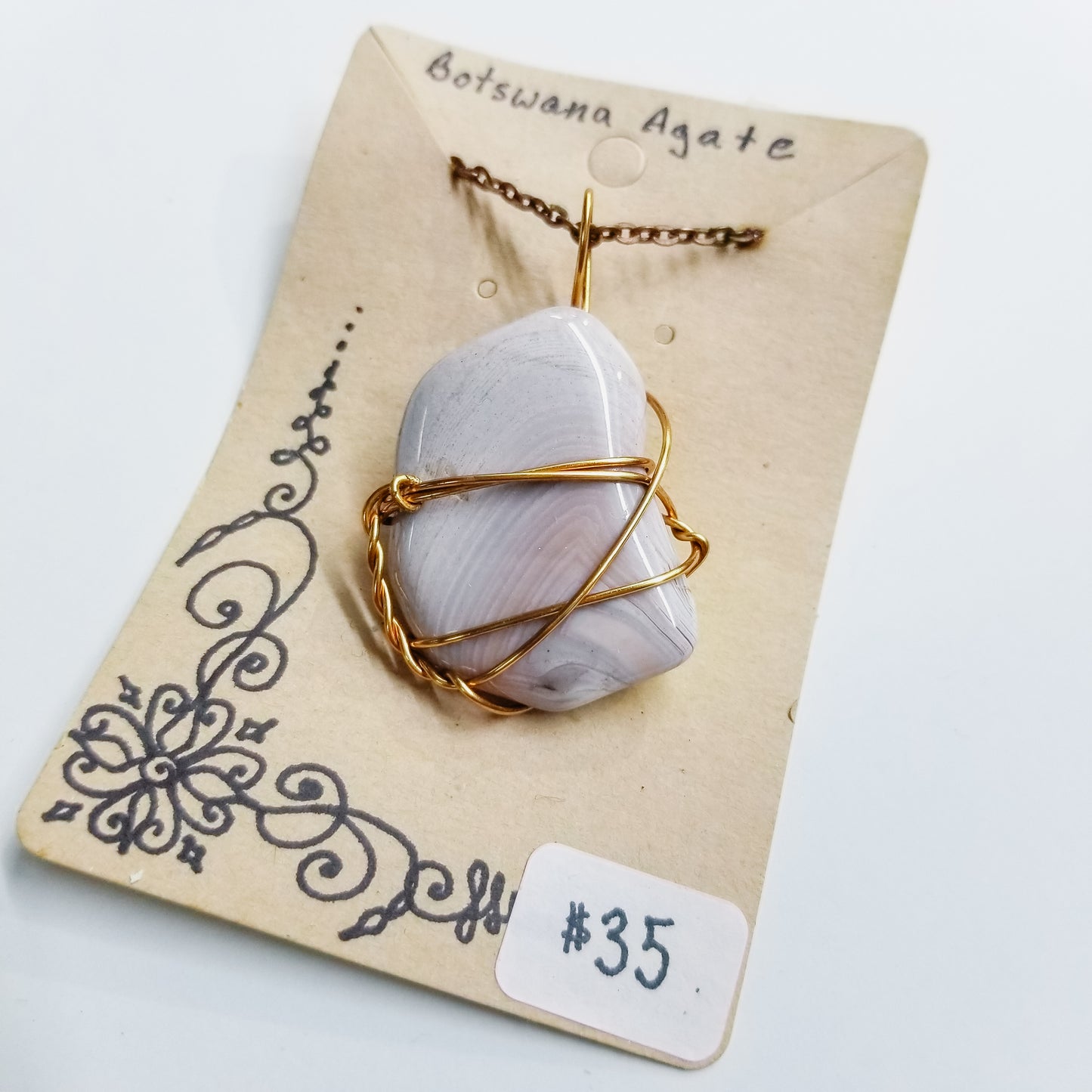 Botswana Agate Handwrapped Necklace
