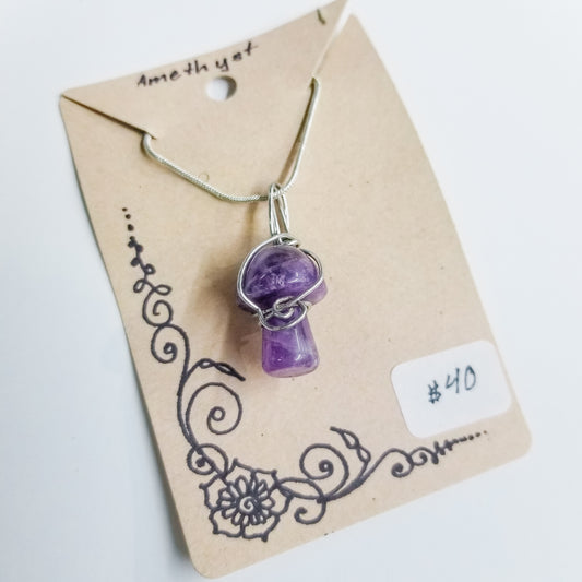 Amethyst Mushi Handwrapped Necklace