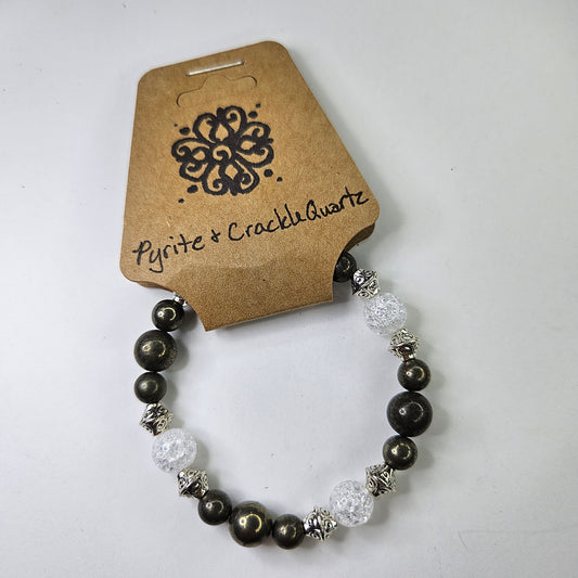 Pyrite & Crackle Quartz Crystal Bracelet