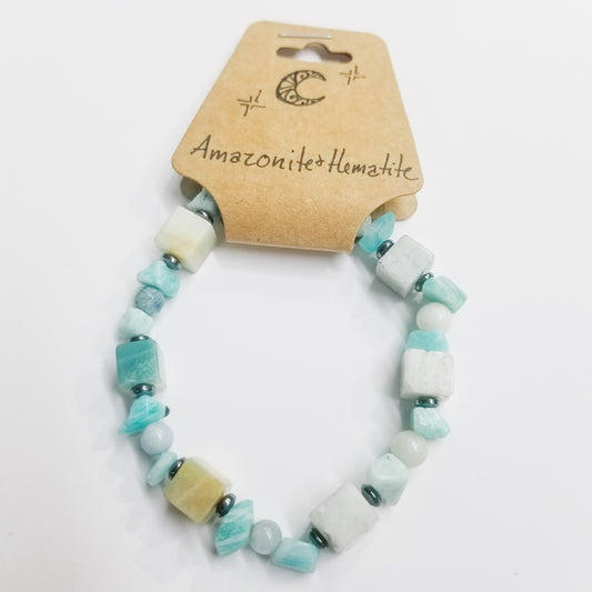 Amazonite & Hematite Crystal Bracelet
