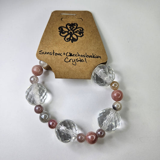 Sunstone & Czech Crystal Bracelet