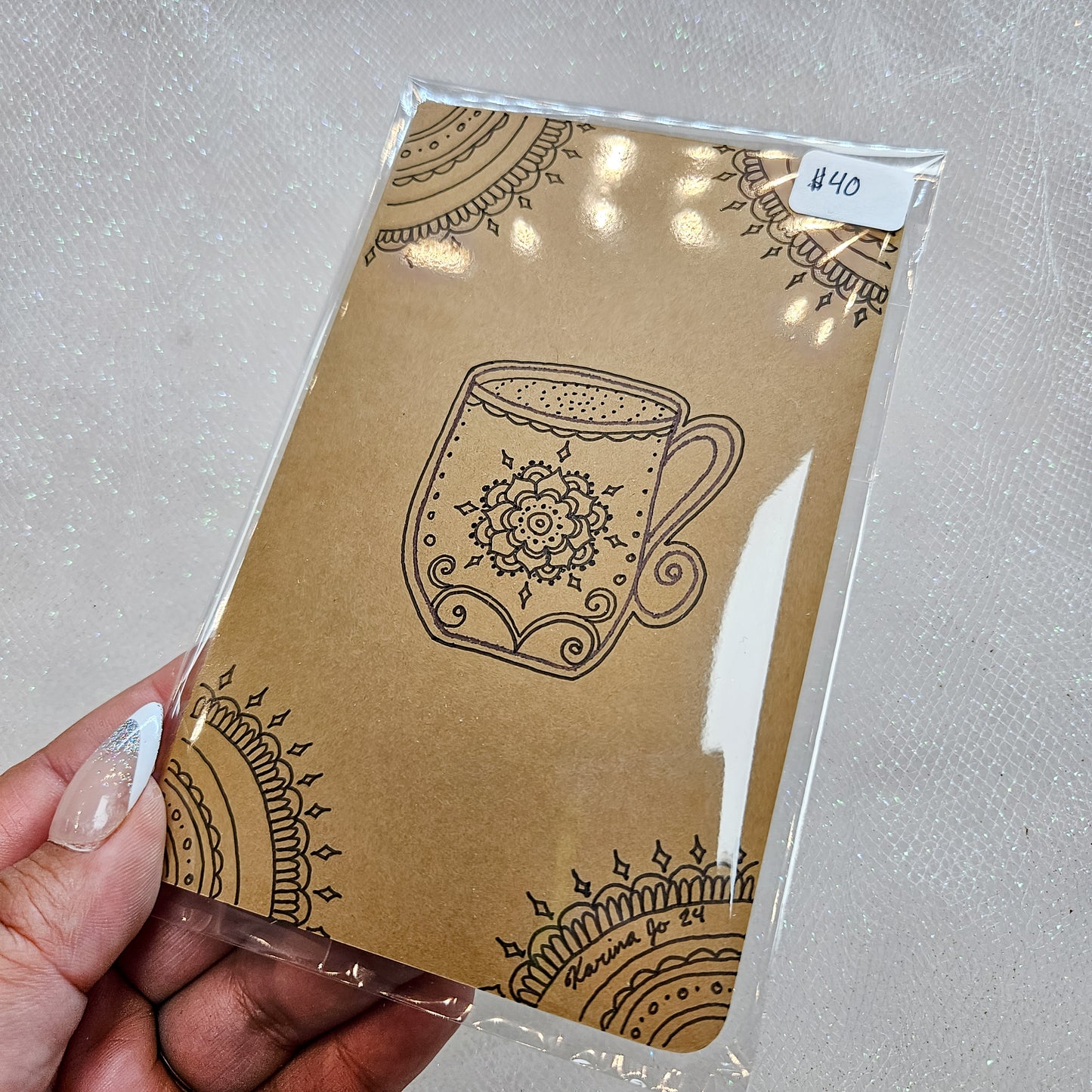 Small Handrawn Coffee Mandala Moleskine Journal / Notebook