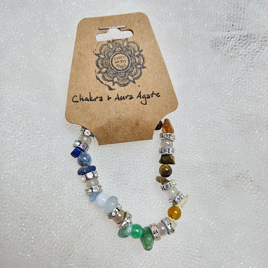 Chakra & Aura Agate Crystal Bracelet
